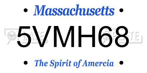 5VMH68 Massachusetts License Plate