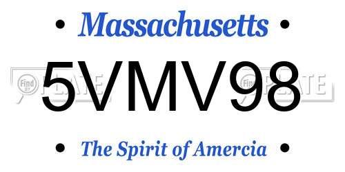 5VMV98 Massachusetts License Plate