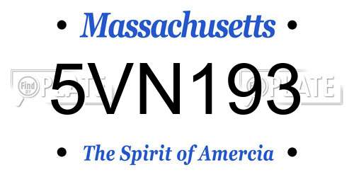 5VN193 Massachusetts License Plate