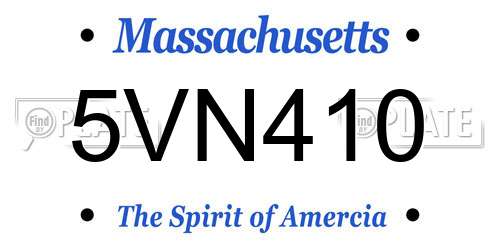5VN410 Massachusetts License Plate