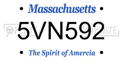 5VN592 Massachusetts License Plate