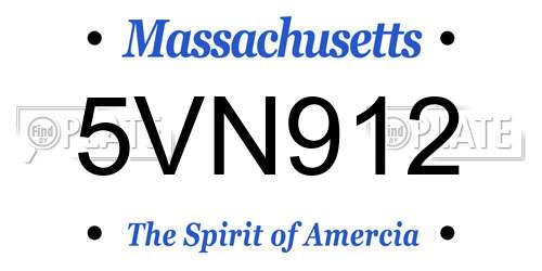 5VN912 Massachusetts License Plate