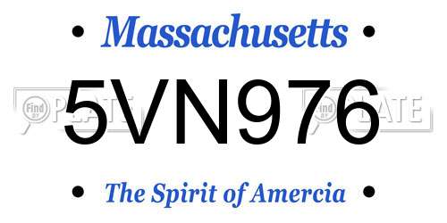 5VN976 Massachusetts License Plate