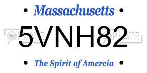 5VNH82 Massachusetts License Plate