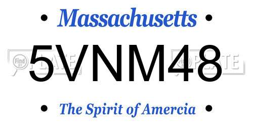 5VNM48 Massachusetts License Plate