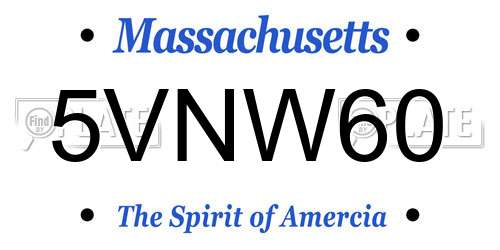 5VNW60 Massachusetts License Plate