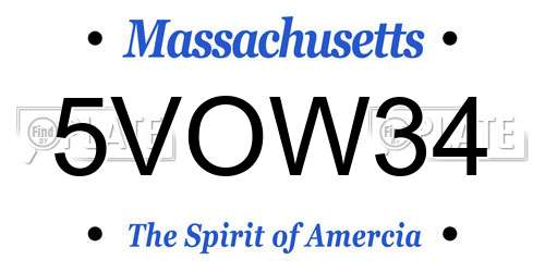5VOW34 Massachusetts License Plate