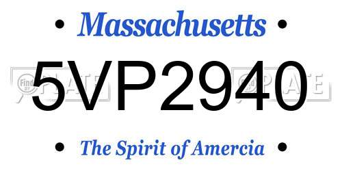 5VP2940 Massachusetts License Plate