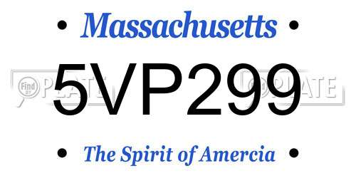 5VP299 Massachusetts License Plate