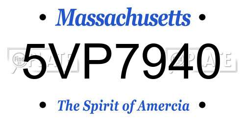 5VP7940 Massachusetts License Plate
