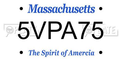 5VPA75 Massachusetts License Plate