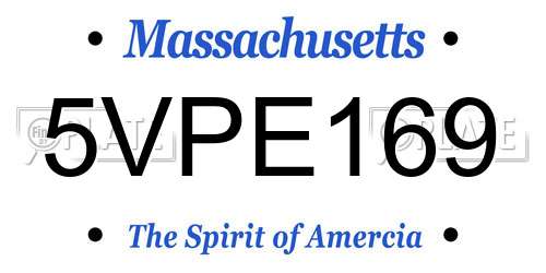 5VPE169 Massachusetts License Plate