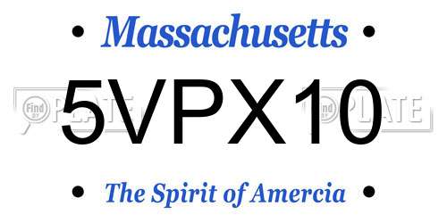5VPX10 Massachusetts License Plate