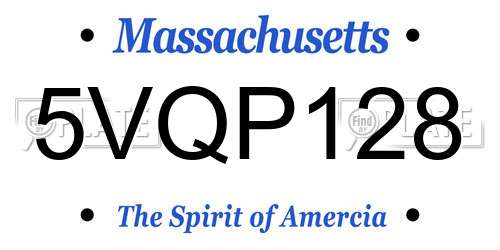 5VQP128 Massachusetts License Plate