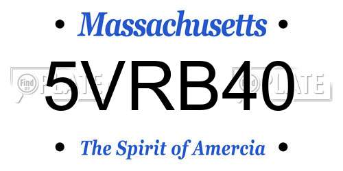5VRB40 Massachusetts License Plate