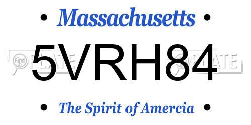 5VRH84 Massachusetts License Plate