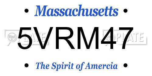 5VRM47 Massachusetts License Plate