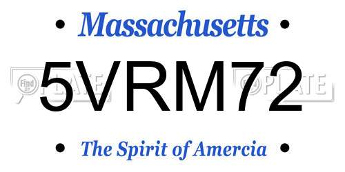5VRM72 Massachusetts License Plate