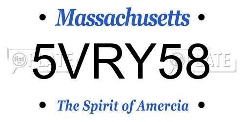 5VRY58 Massachusetts License Plate
