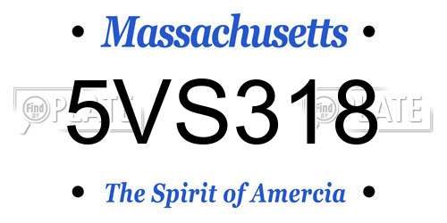 5VS318 Massachusetts License Plate