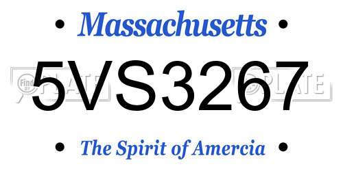 5VS3267 Massachusetts License Plate