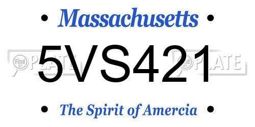 5VS421 Massachusetts License Plate