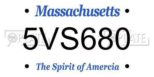 5VS680 Massachusetts License Plate