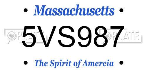5VS987 Massachusetts License Plate