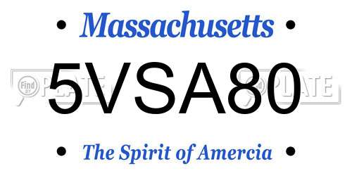 5VSA80 Massachusetts License Plate