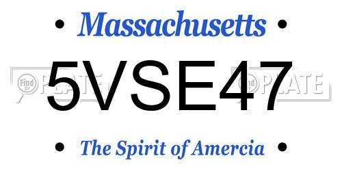 5VSE47 Massachusetts License Plate