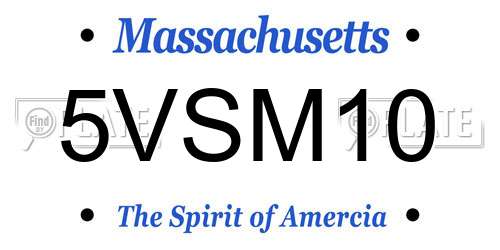 5VSM10 Massachusetts License Plate