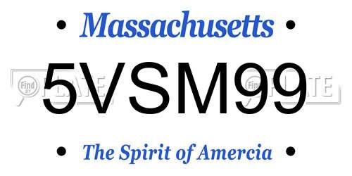 5VSM99 Massachusetts License Plate