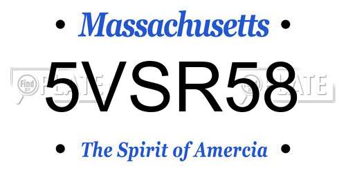5VSR58 Massachusetts License Plate