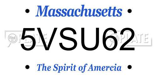 5VSU62 Massachusetts License Plate