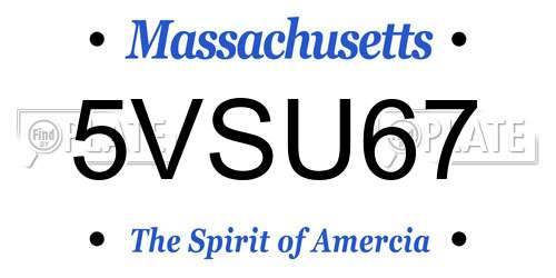 5VSU67 Massachusetts License Plate