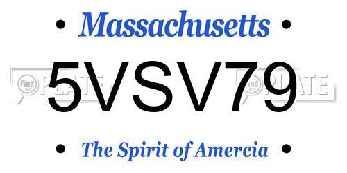 5VSV79 Massachusetts License Plate