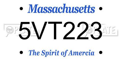 5VT223 Massachusetts License Plate