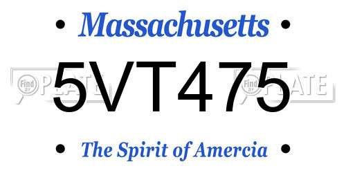 5VT475 Massachusetts License Plate
