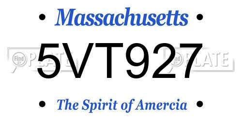 5VT927 Massachusetts License Plate