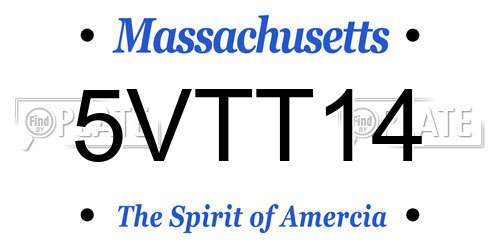 5VTT14 Massachusetts License Plate
