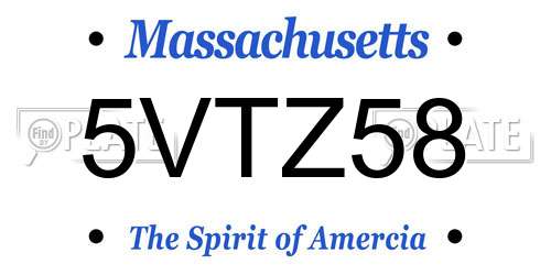 5VTZ58 Massachusetts License Plate