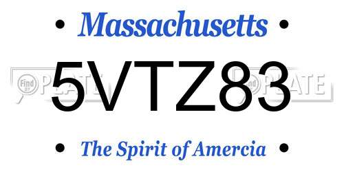 5VTZ83 Massachusetts License Plate