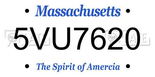 5VU7620 Massachusetts License Plate