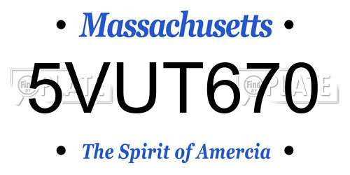 5VUT670 Massachusetts License Plate