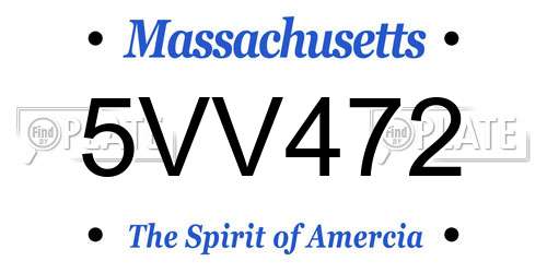 5VV472 Massachusetts License Plate
