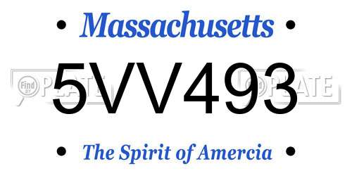 5VV493 Massachusetts License Plate