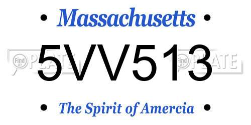 5VV513 Massachusetts License Plate