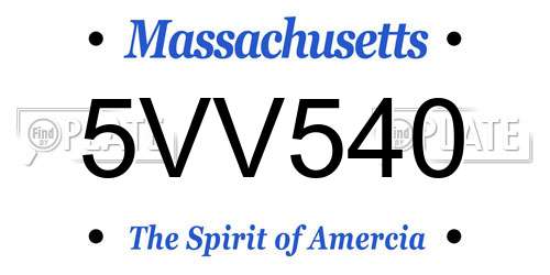 5VV540 Massachusetts License Plate