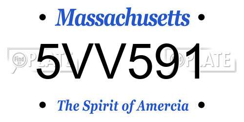 5VV591 Massachusetts License Plate