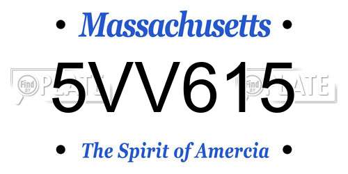5VV615 Massachusetts License Plate
